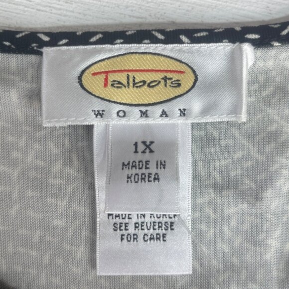 Vintage Talbots Vneck Top Woman 1X Black White New Swirl Print - Picture 6 of 10